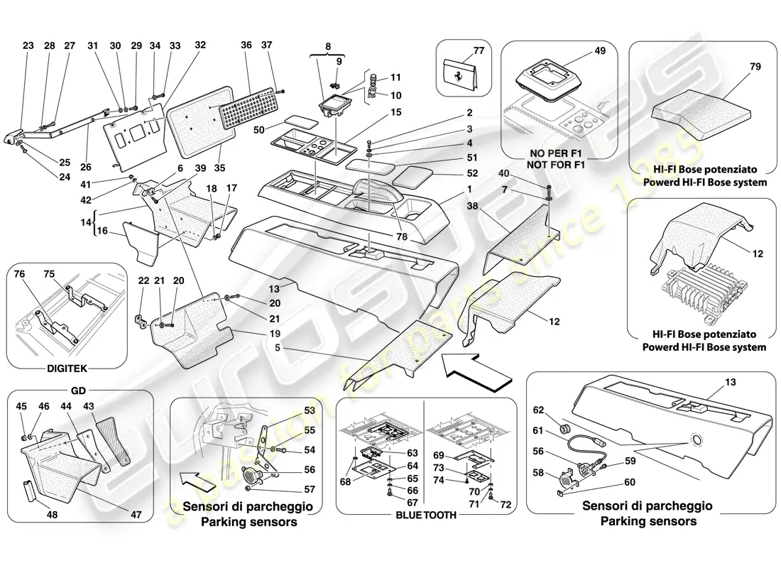 ferrari f430 spider (europe) túnel - subestructura y accesorios diagrama de piezas