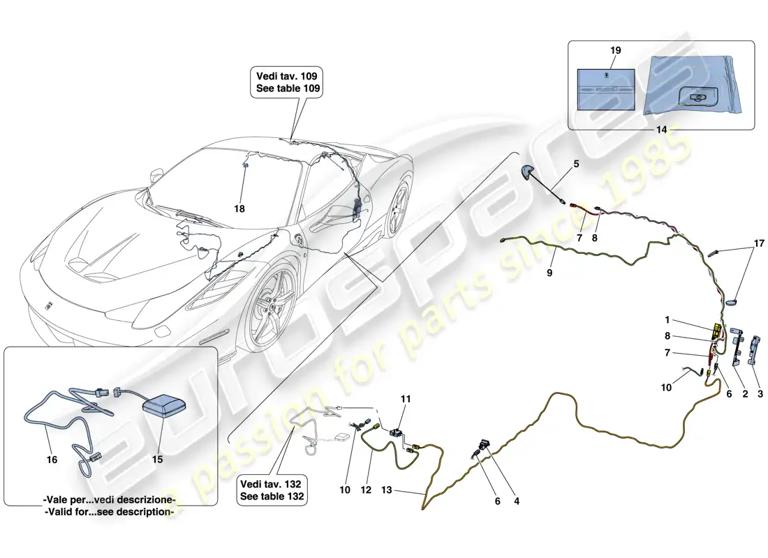 ferrari 458 speciale (rhd) telemetría diagrama de piezas