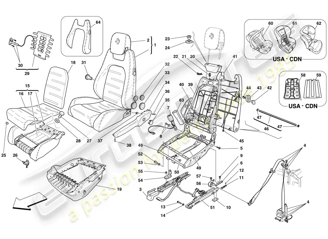 ferrari f430 spider (europe) manual front seat - seat belts diagrama de piezas