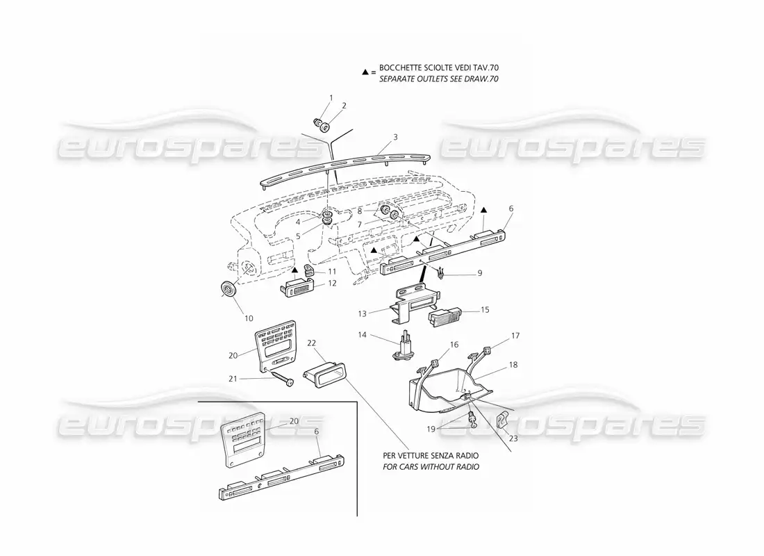 maserati qtp v8 evoluzione panel de control: componentes diagrama de piezas