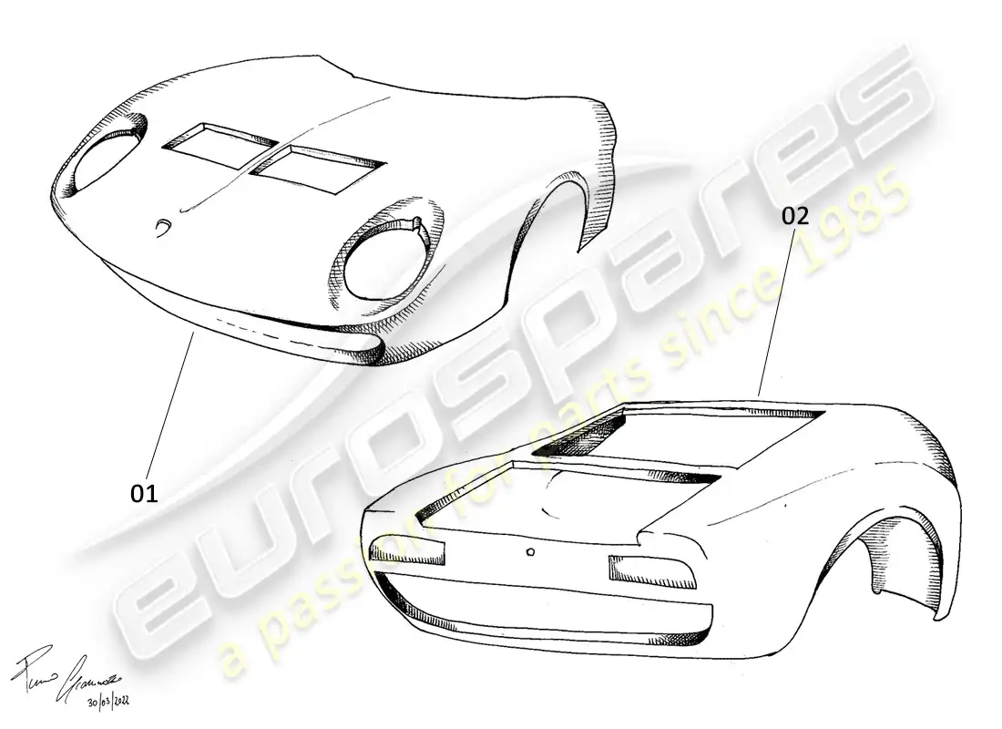 lamborghini miura p400s cuerpo diagrama de piezas
