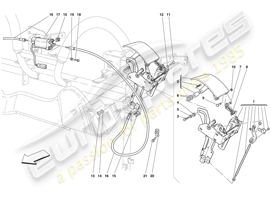 ferrari f430 spider (europe) control de techo y solapas diagrama de piezas