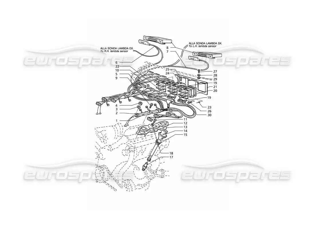 maserati qtp v6 (1996) sistema de encendido (lhd) diagrama de piezas