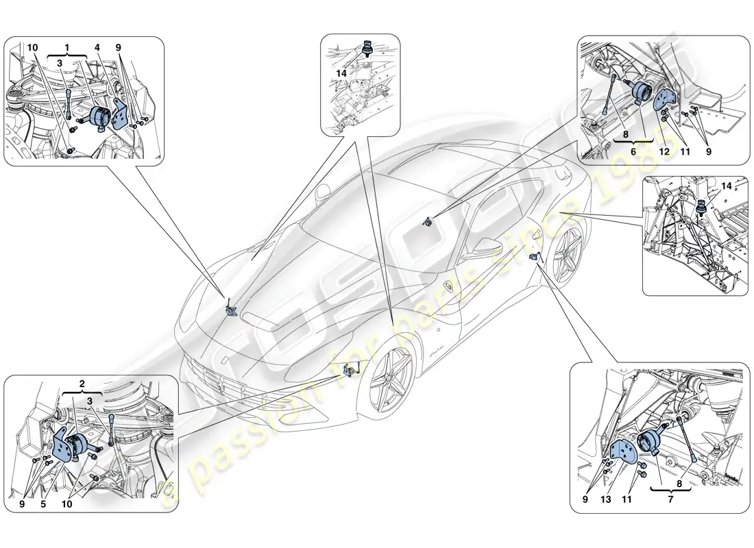 ferrari f12 berlinetta (usa) gestión electrónica (suspensión) diagrama de piezas