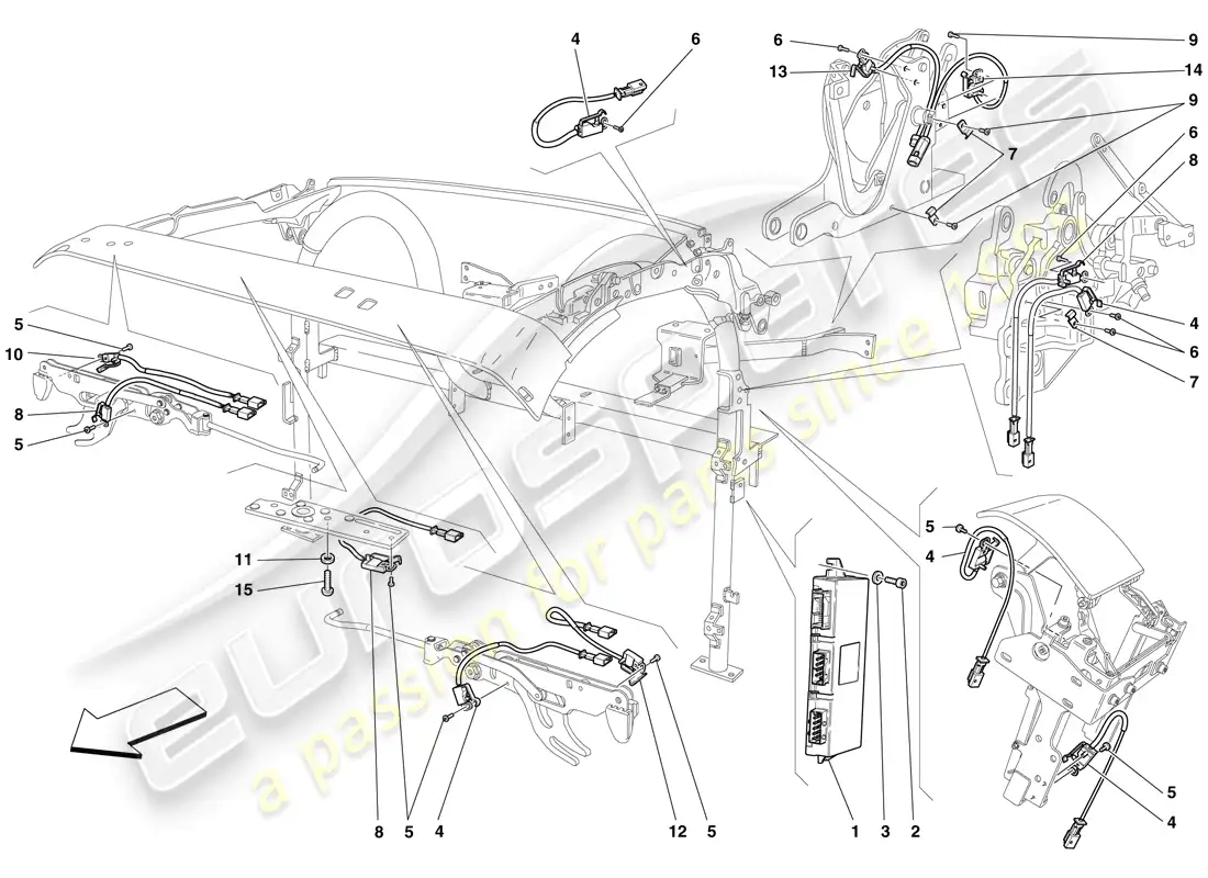 ferrari f430 spider (europe) microinterruptores de techo y ecu diagrama de piezas