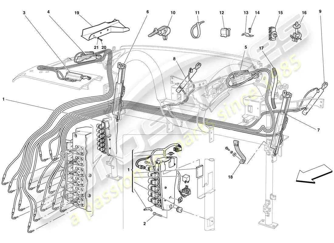 ferrari f430 spider (europe) sistema hidráulico y grupo de bomba electrohidráulica diagrama de piezas