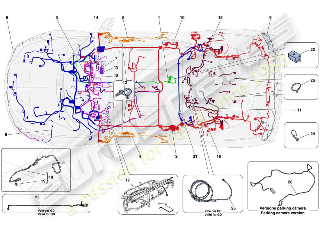 ferrari 458 speciale (usa) arneses de cableado principales diagrama de piezas