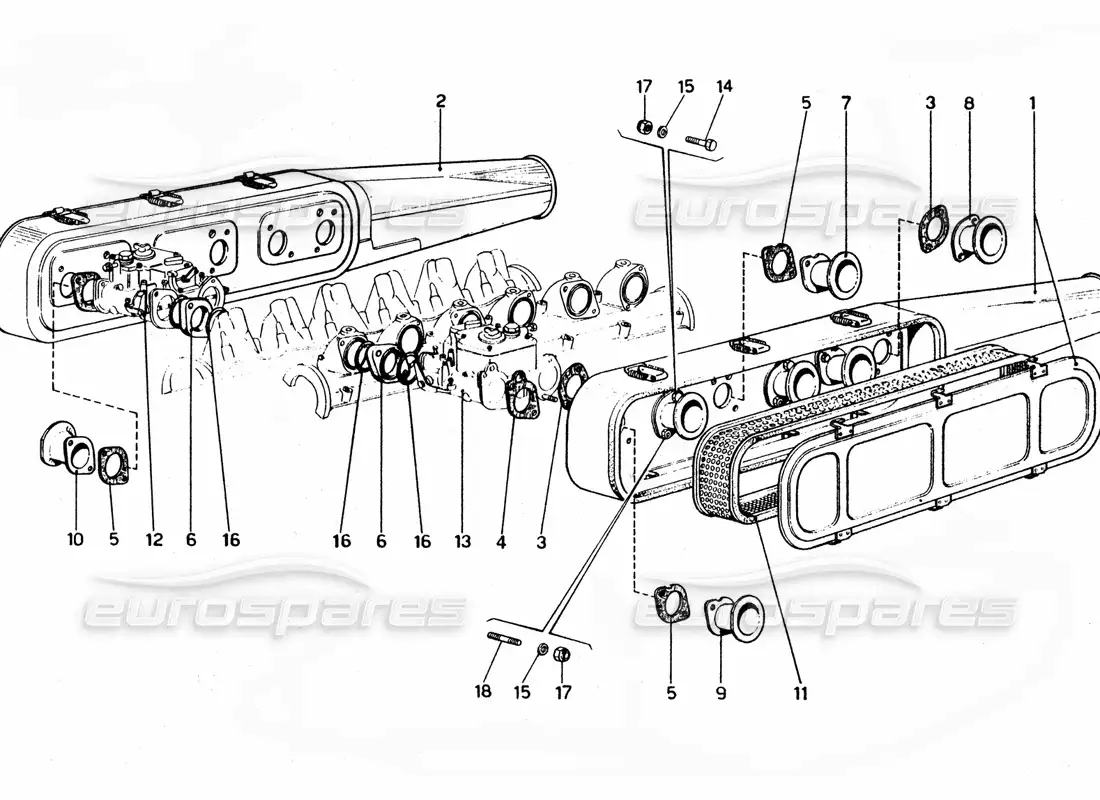 ferrari 365 gtc4 (mechanical) filtros de aire - revisión diagrama de piezas