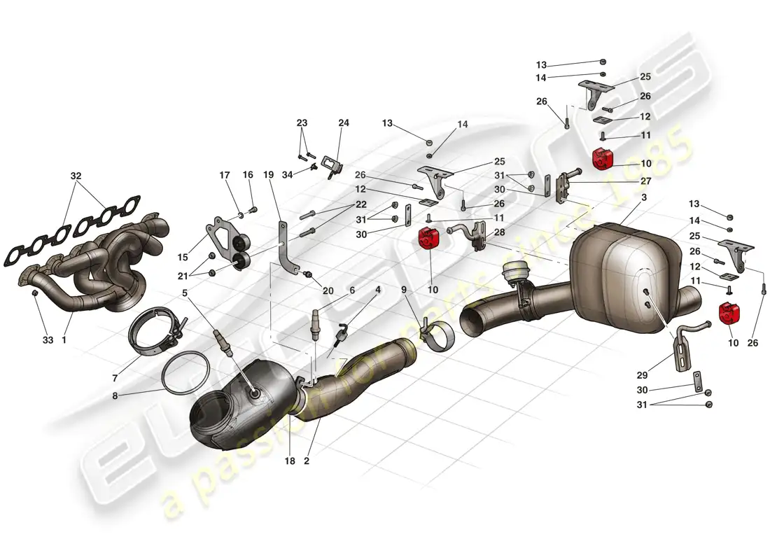 ferrari laferrari (usa) sistema de escape diagrama de piezas