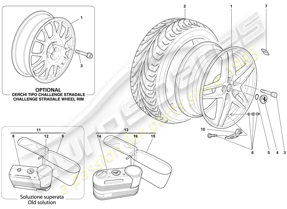 ferrari f430 spider (rhd) ruedas diagrama de piezas