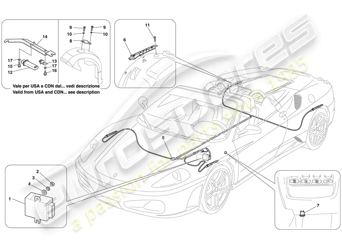 ferrari f430 spider (europe) sistema de control de presión de neumáticos diagrama de piezas