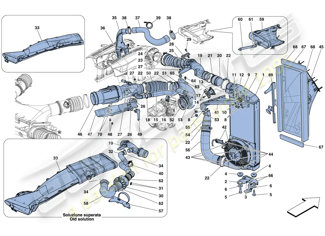 ferrari 488 spider (rhd) intercambiador diagrama de piezas