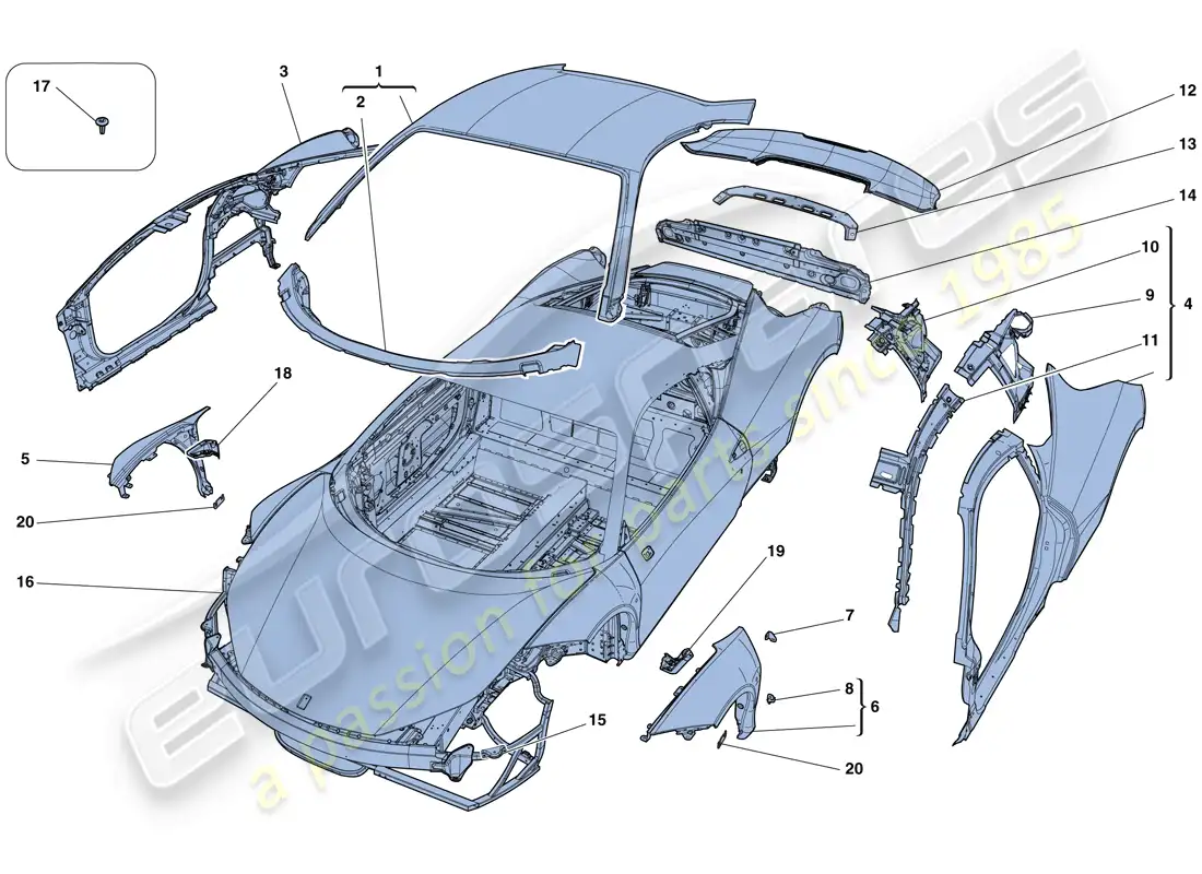 ferrari 458 speciale (usa) carroceria - acabado externo diagrama de piezas