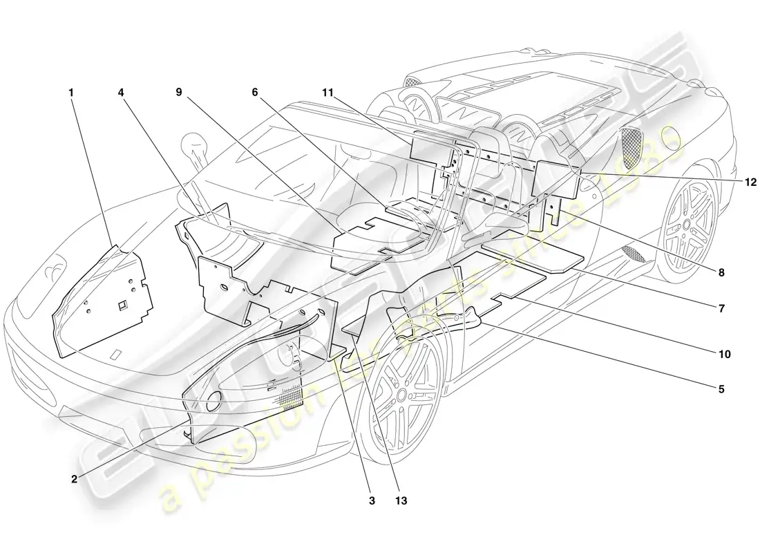 ferrari f430 spider (europe) aislamiento diagrama de piezas