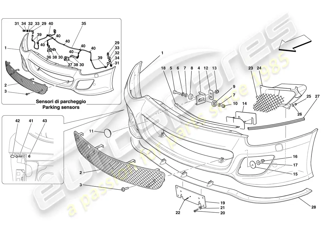ferrari 599 gto (europe) parachoques delantero diagrama de piezas