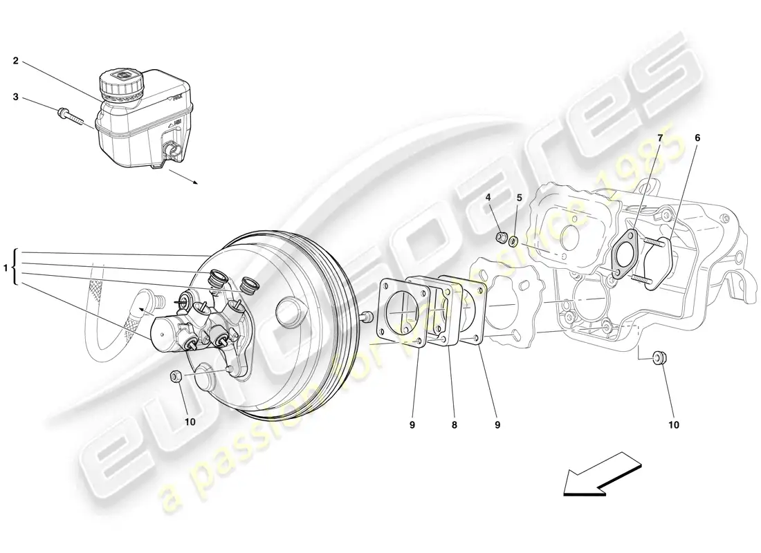 ferrari 599 sa aperta (rhd) control de freno y embrague hidráulico diagrama de piezas
