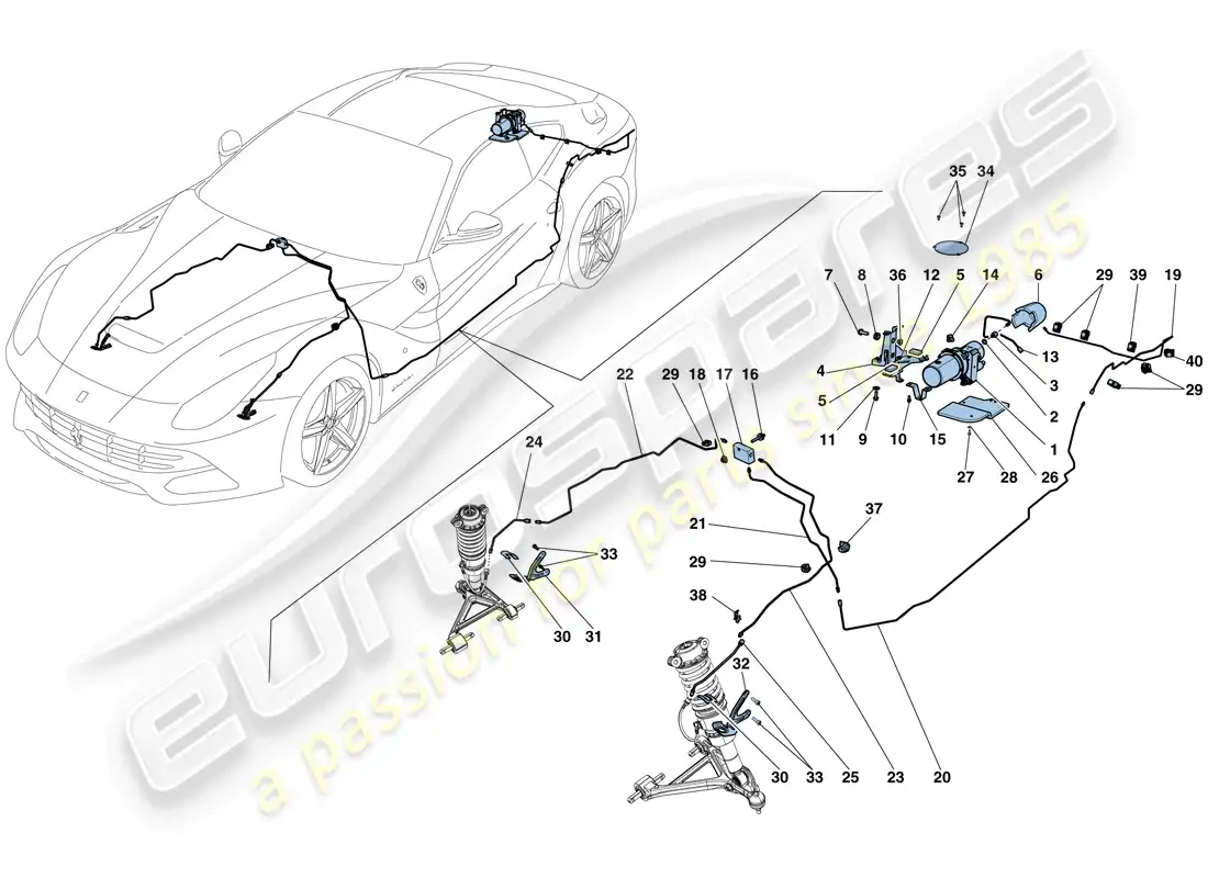 ferrari f12 berlinetta (europe) sistema de elevación de vehículos diagrama de piezas