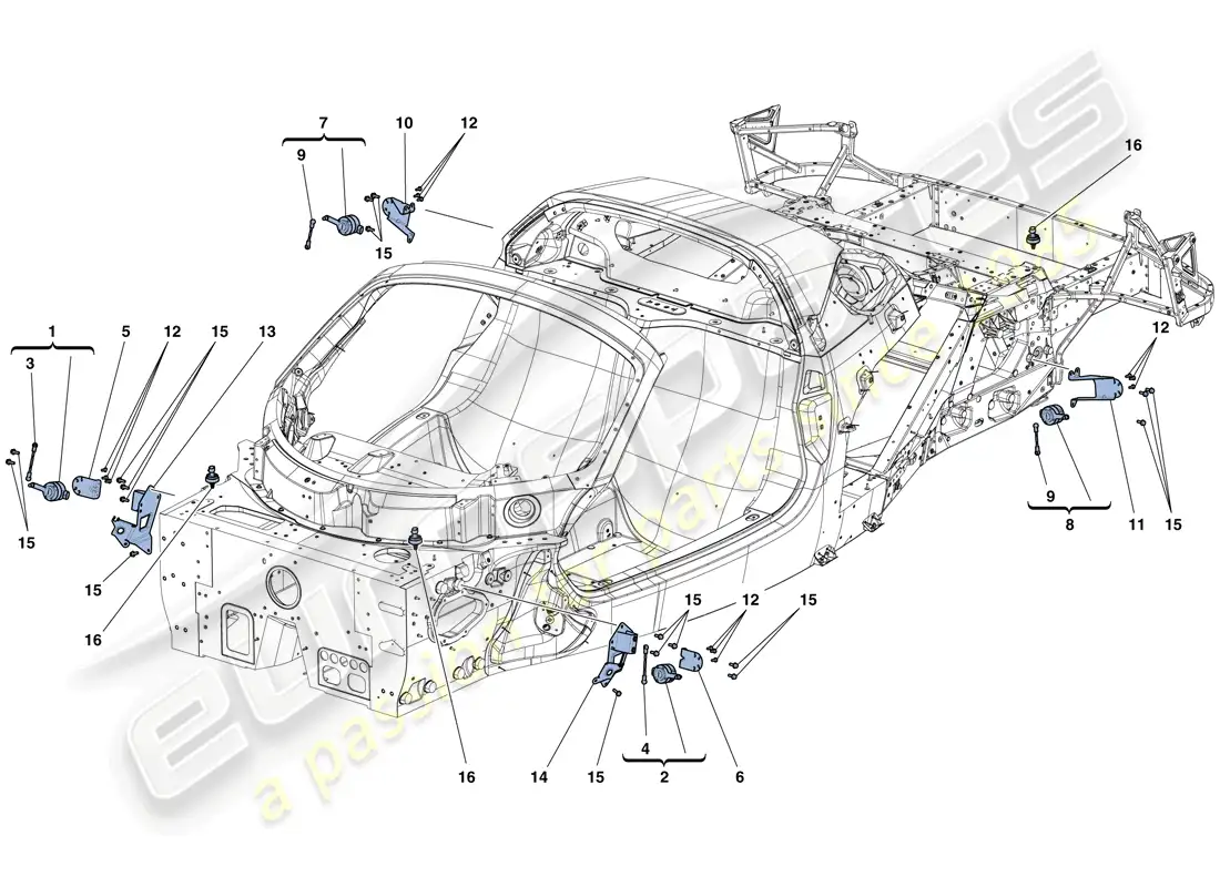ferrari laferrari aperta (usa) gestión electrónica (suspensión) diagrama de piezas