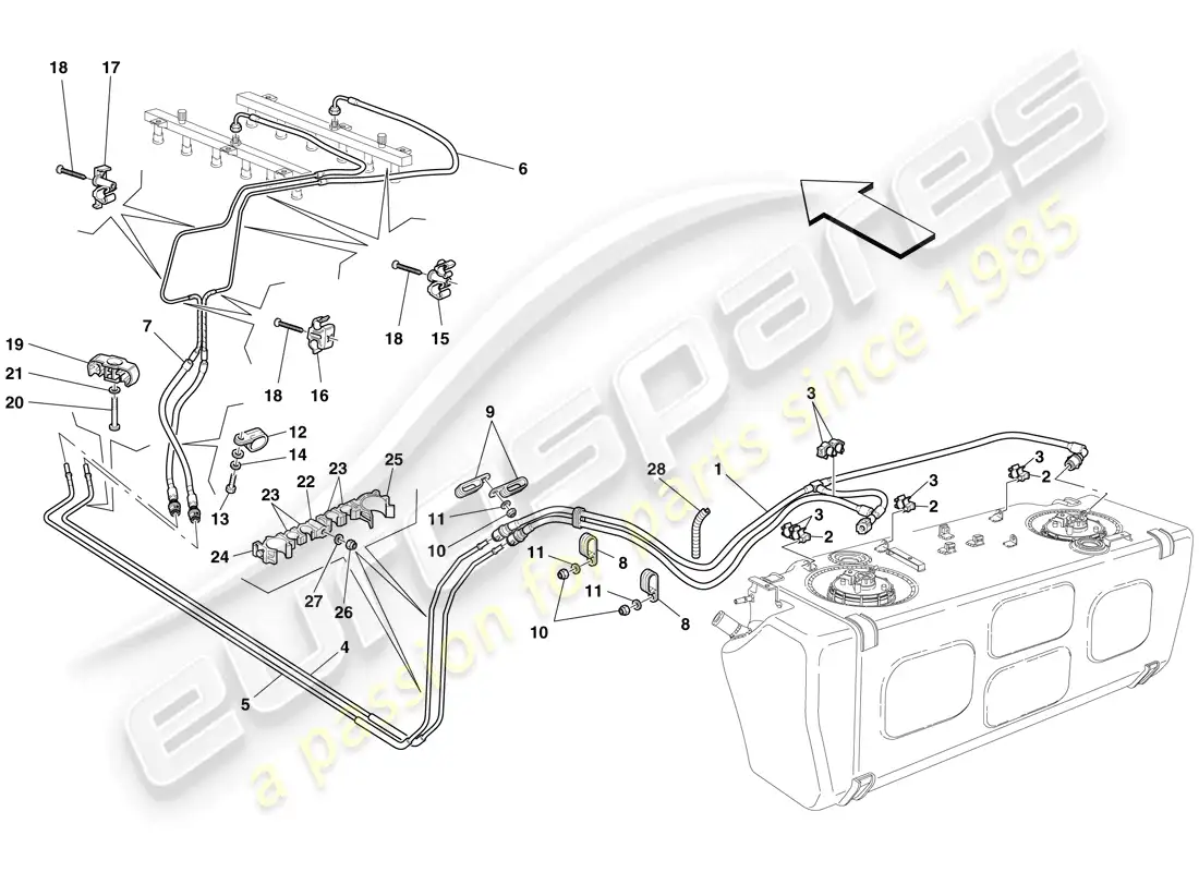 ferrari 612 sessanta (europe) fuel system diagrama de piezas