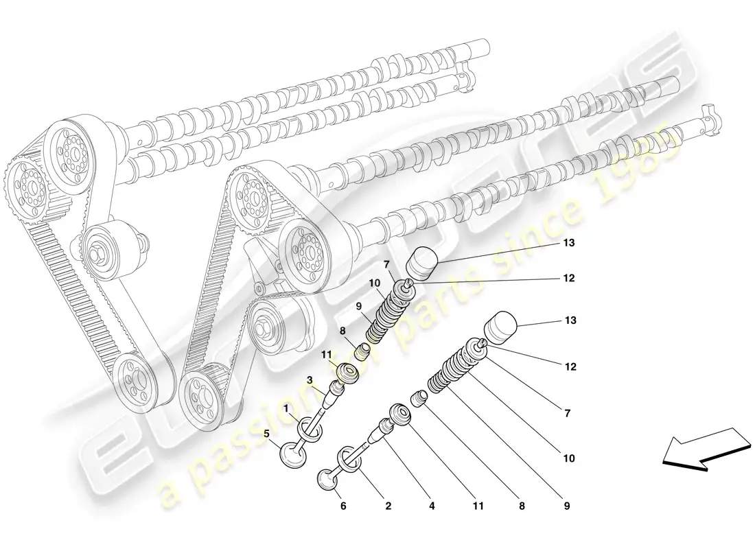 ferrari 612 sessanta (europe) sincronización - válvulas diagrama de piezas