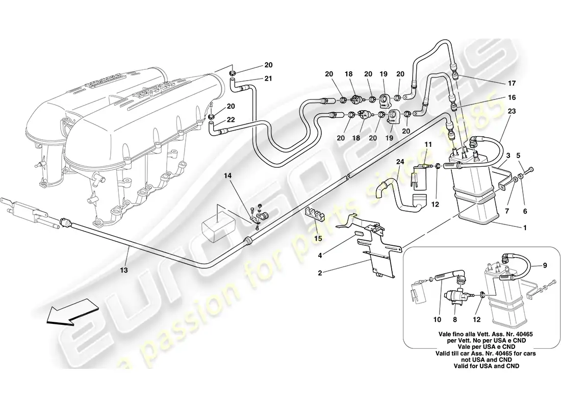 ferrari f430 coupe (usa) sistema de control de emisiones evaporativas diagrama de piezas