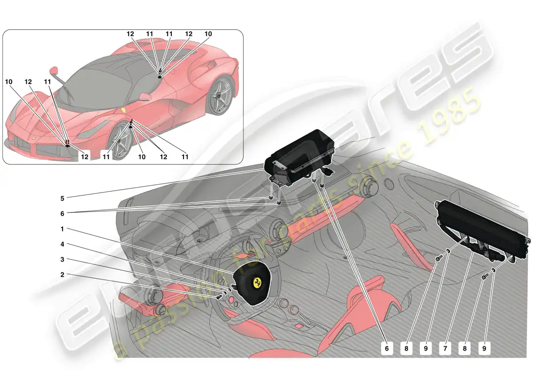 ferrari laferrari (usa) bolsas de aire diagrama de piezas