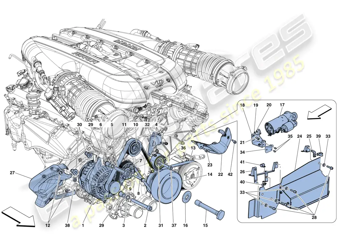 ferrari 812 superfast (europe) alternador - motor de arranque diagrama de piezas