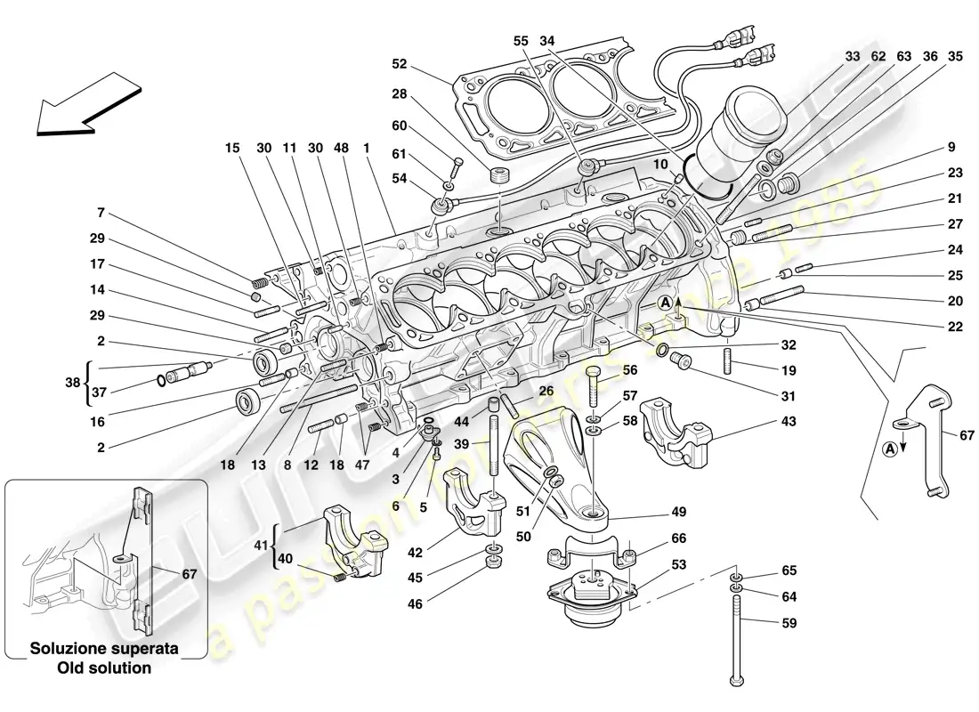 ferrari 612 sessanta (europe) crankcase diagrama de piezas
