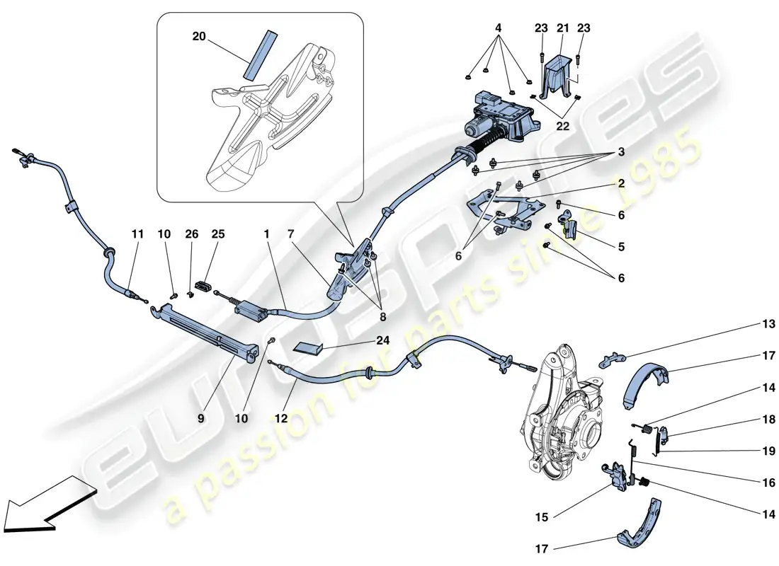 ferrari f12 berlinetta (europe) control del freno de estacionamiento diagrama de piezas