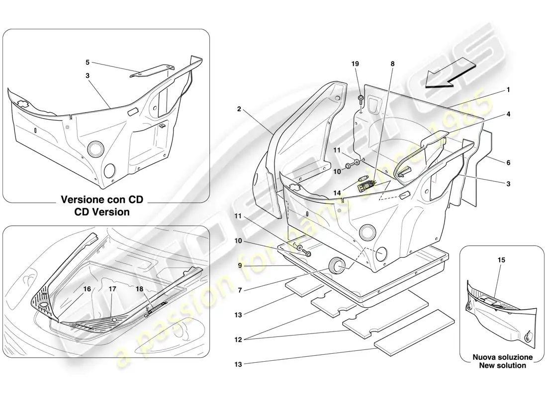 ferrari f430 spider (europe) adorno del compartimiento delantero diagrama de piezas