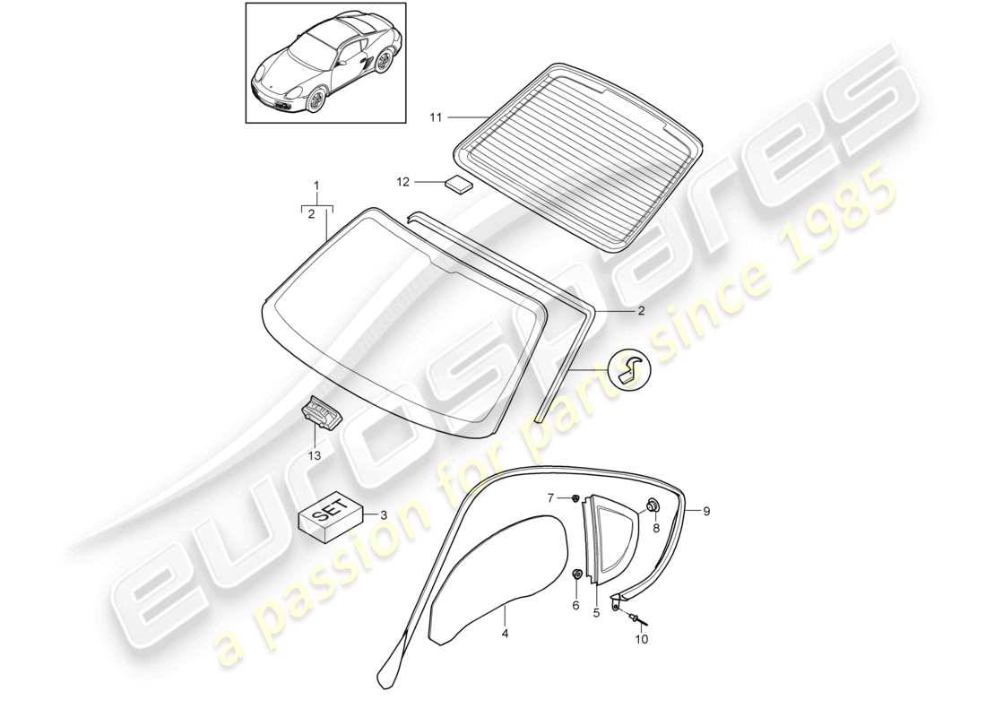 un diagrama de piezas del catálogo de piezas porsche 2012 (987 cayman)