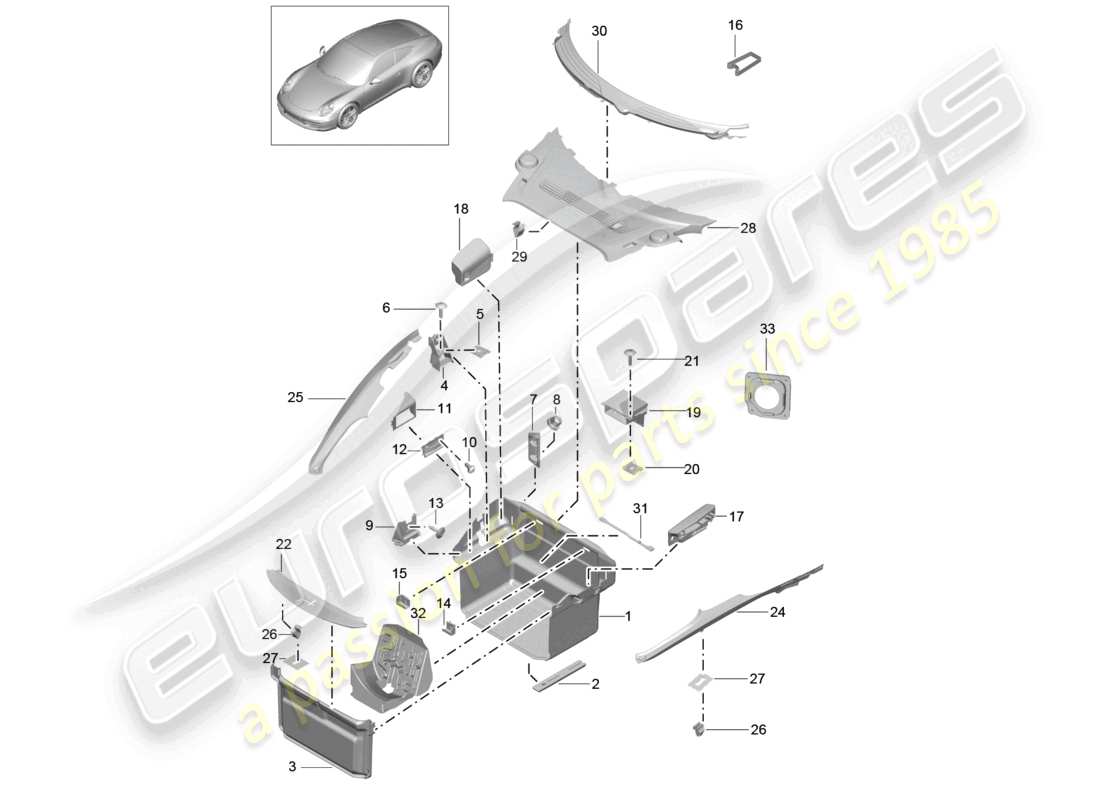 un diagrama de piezas del catálogo de piezas porsche 2013 (991-1)