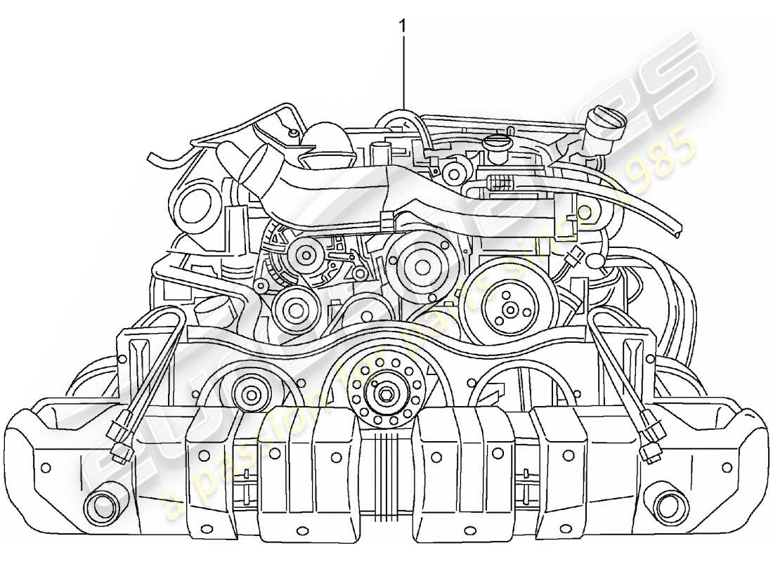 un diagrama de piezas del catálogo de piezas porsche 1964 (refurbished and exchange catalogue)