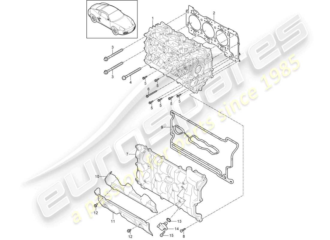 un diagrama de piezas del catálogo de piezas porsche 2012 (987 cayman)