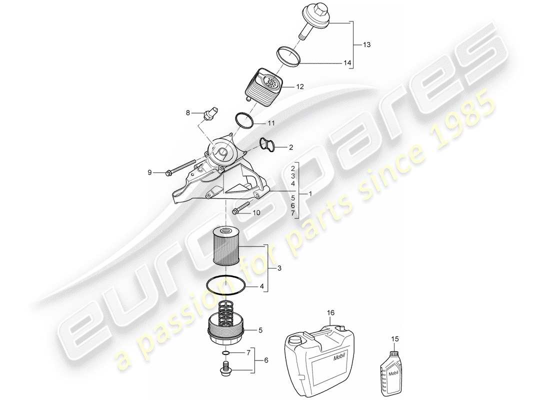 porsche 2005 (cayenne e1 9pa) diagrama de piezas del filtro de aceite