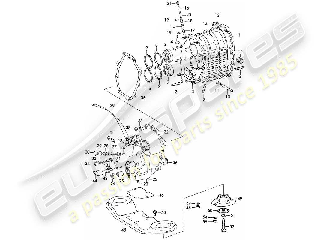 porsche 1972 (911) carcasa de engranajes - completa - caja de transmisión - y - suspensión de transmisión - d - mj 1972>> diagrama de piezas