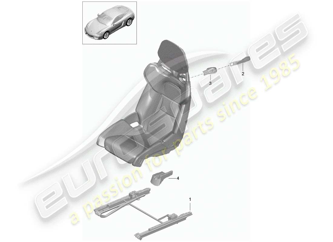 porsche 2015 (981 cayman) diagrama de piezas de seat