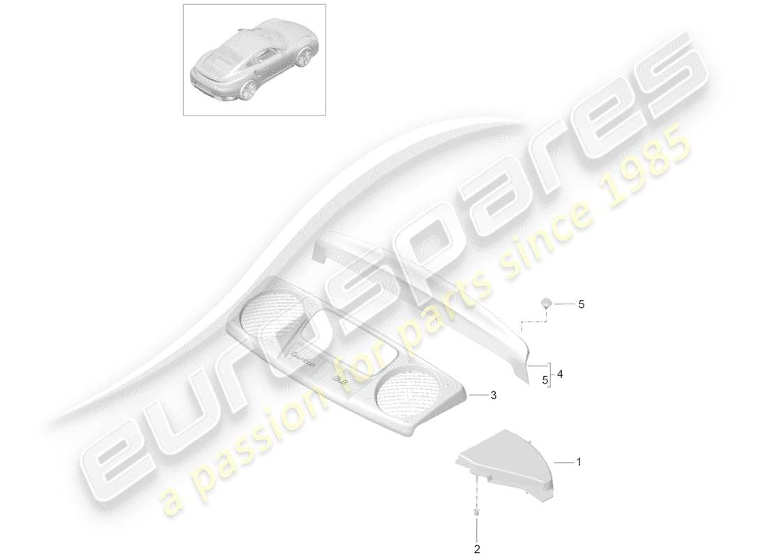porsche 2016 (991-1 turbo) diagrama de piezas del revestimiento