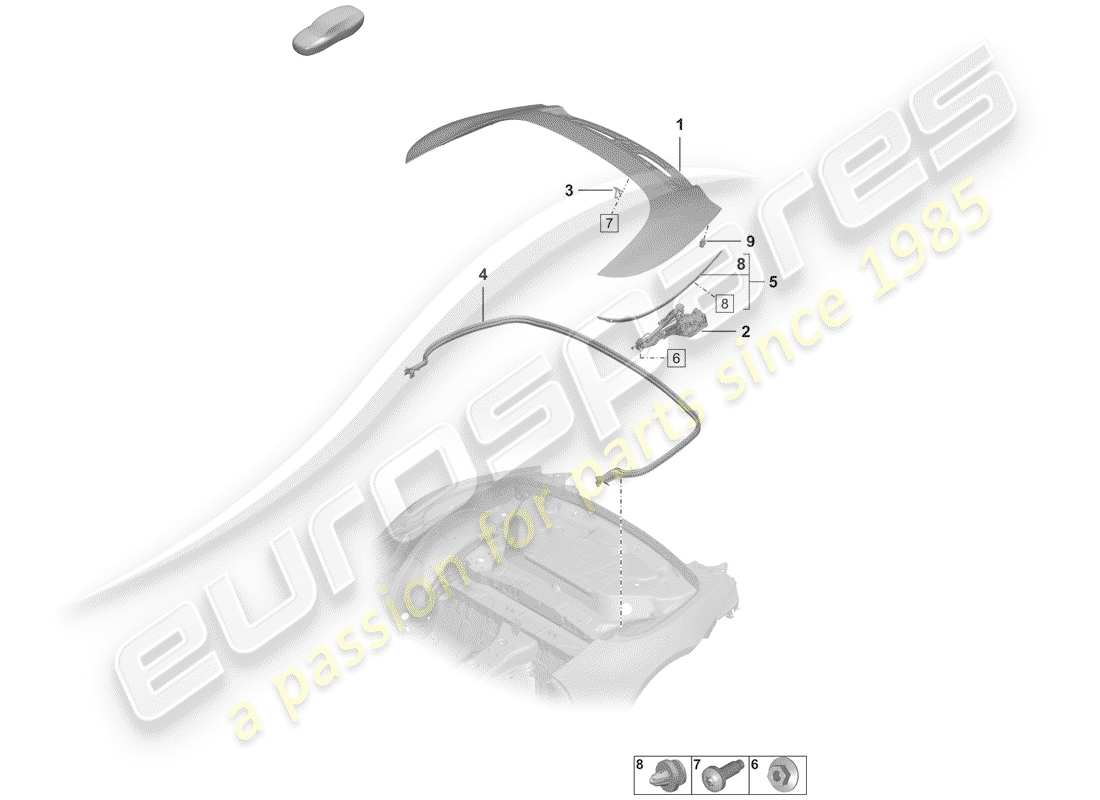 porsche 2019 (992-1) tapa para cofre de almacenaje superior diagrama de piezas
