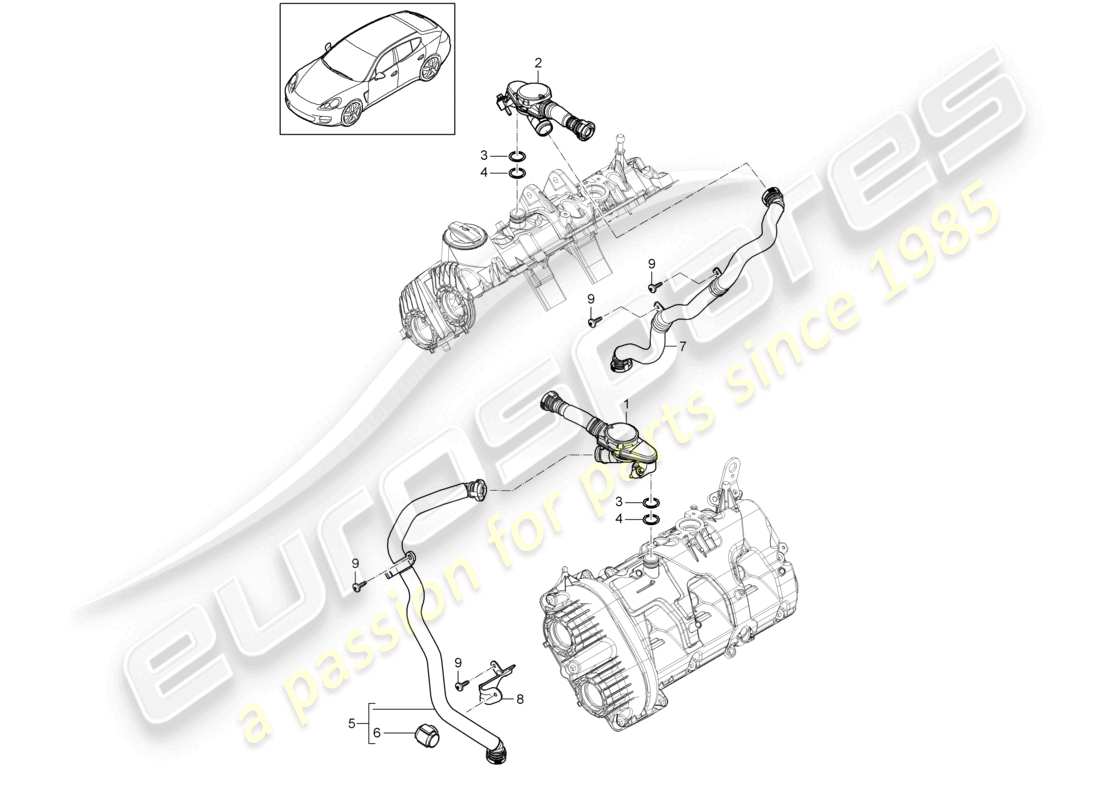 porsche 2010 (cayenne e1 9pa) ventilación de la carcasa del cárter diagrama de piezas