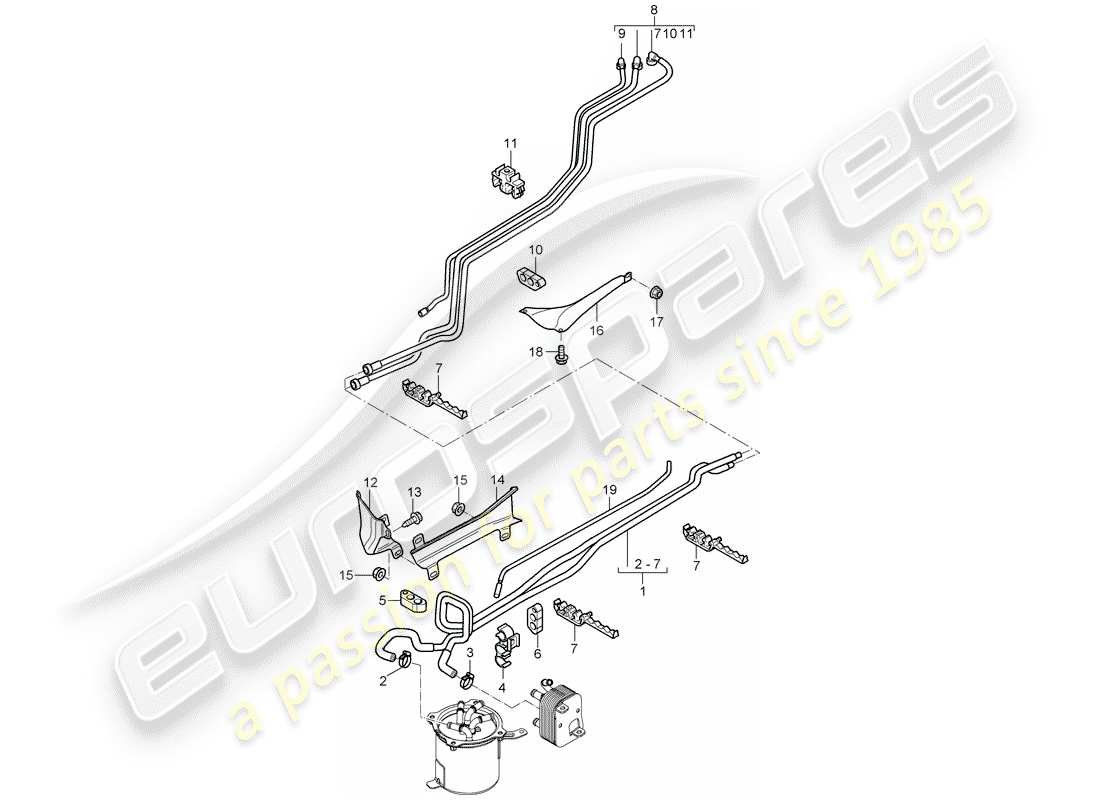 porsche 2009 (cayenne e1 9pa) fuel system diagrama de piezas