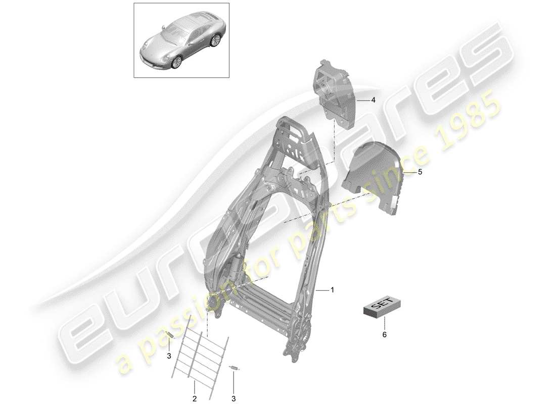 porsche 2019 (991-2) marco - respaldo diagrama de piezas