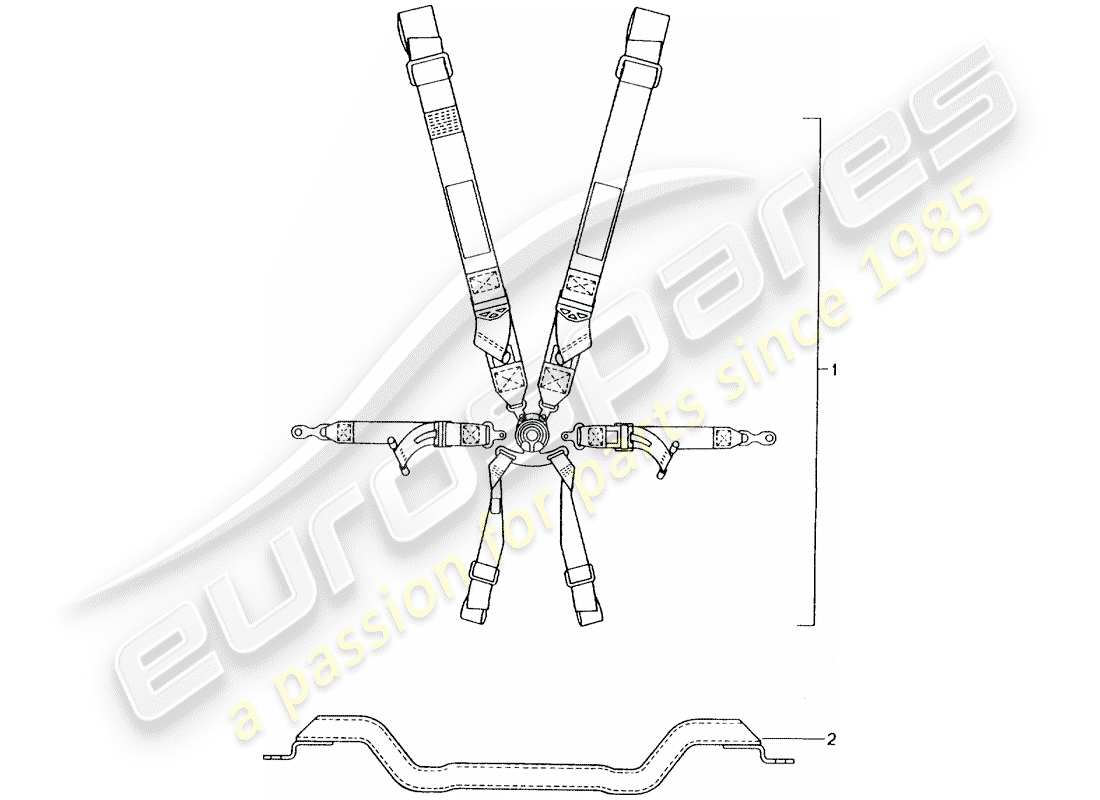 porsche 1995 (tequipment) cinturón de seguridad de seis puntos diagrama de piezas