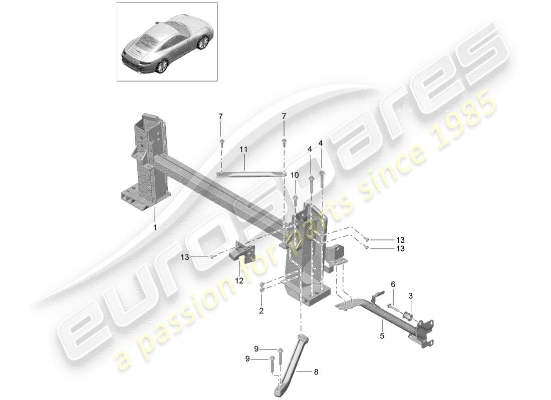 porsche 2014 (991-1) diagrama de piezas del marco de retención