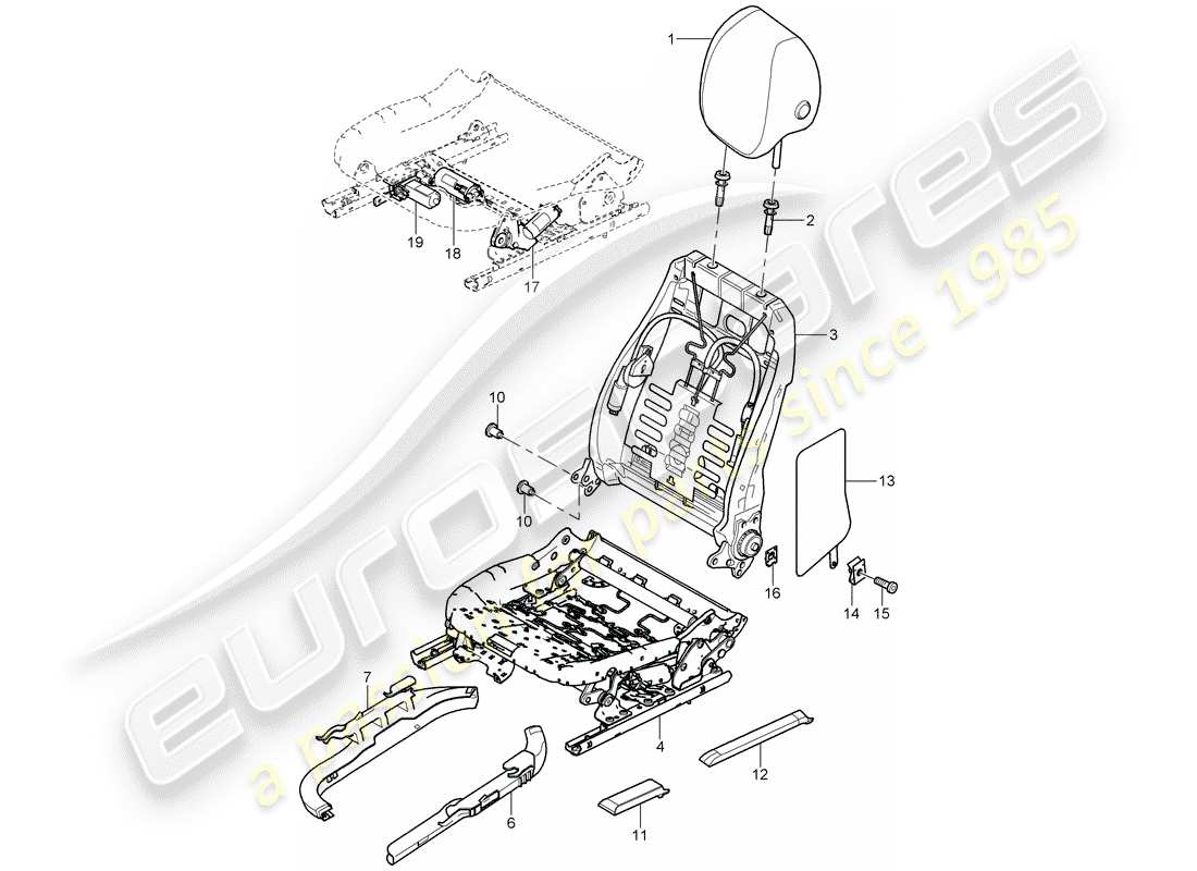 porsche 2003 (cayenne e1 9pa) estructura - respaldo diagrama de piezas