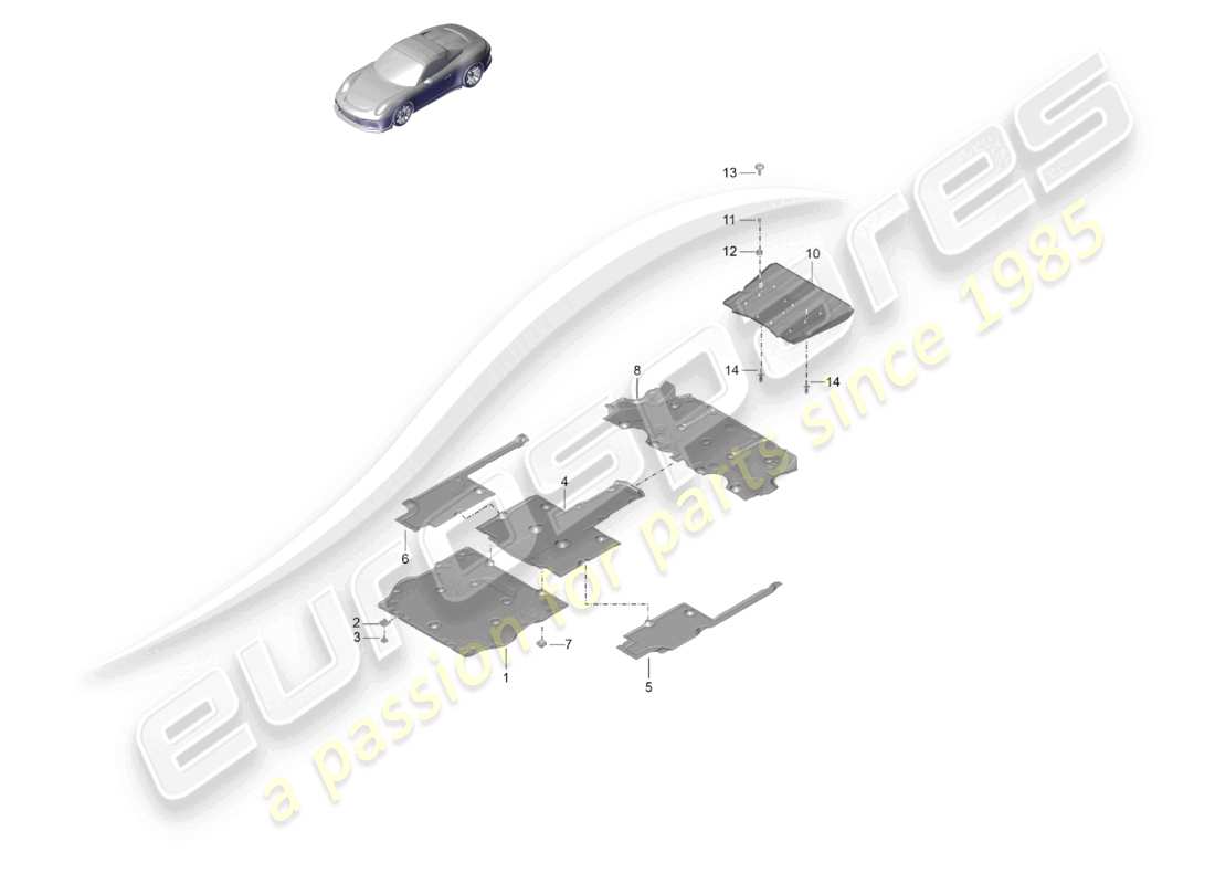 porsche 2020 (991-2 r/gt3/rs) molduras de bajos del speedster diagrama de piezas