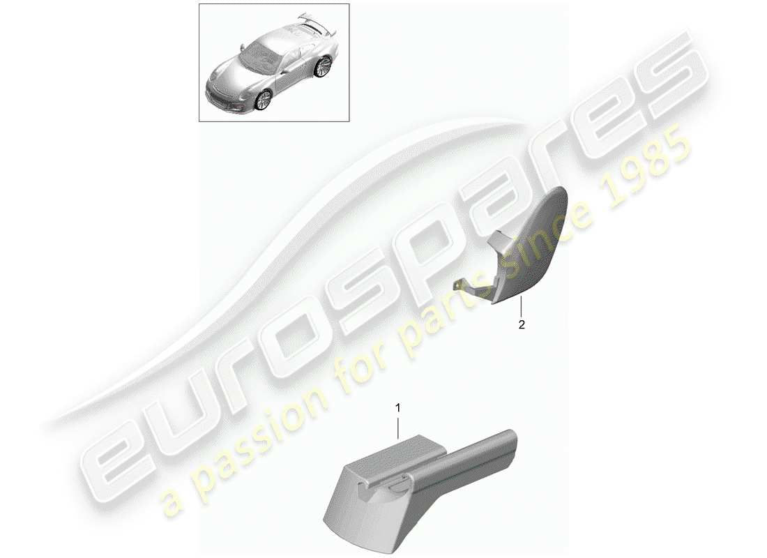 porsche 2020 (991-2 r/gt3/rs) asiento deportivo plus diagrama de piezas