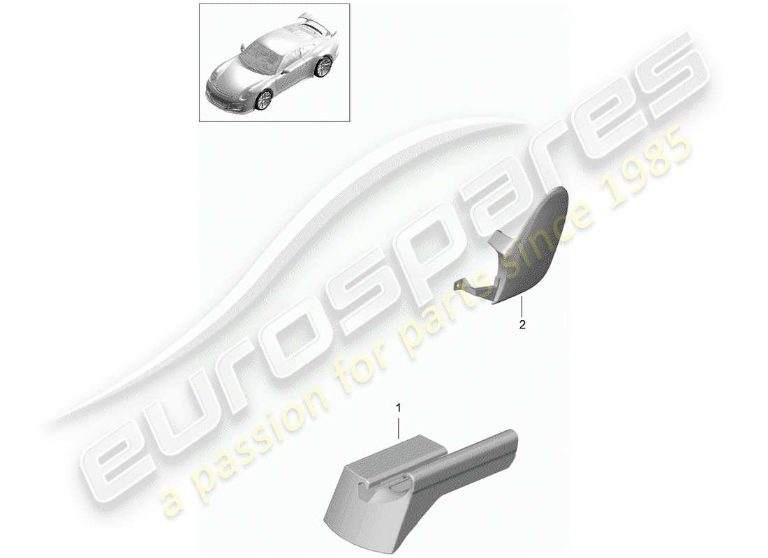 porsche 991r/gt3/rs (2020) diagrama de piezas del asiento deportivo plus