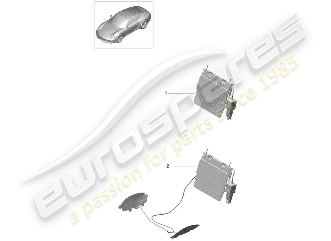 porsche 2014 (991-1) diagrama de piezas de soporte lumbar