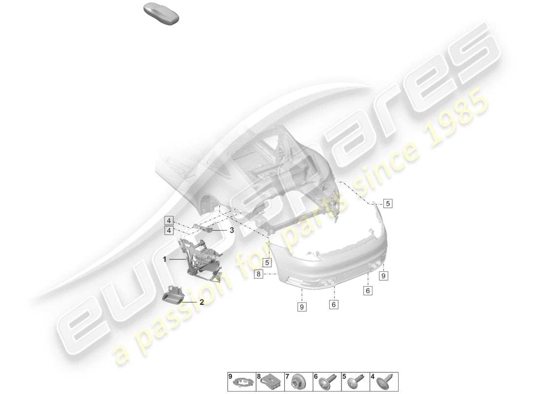 porsche 2019 (992-1) parachoque diagrama de piezas